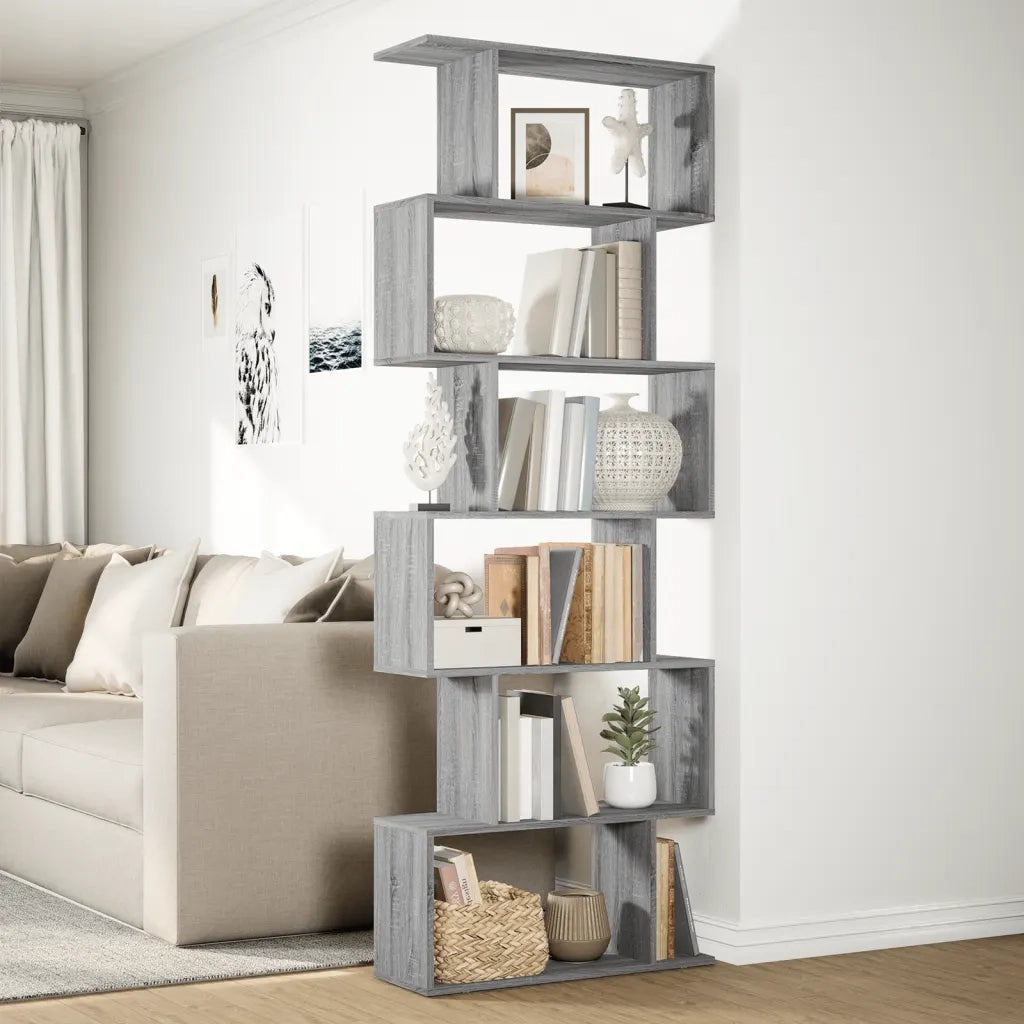 Libreria Divisorio 6Piani Grigio Sonoma 70x24x193cm Truciolato 858089