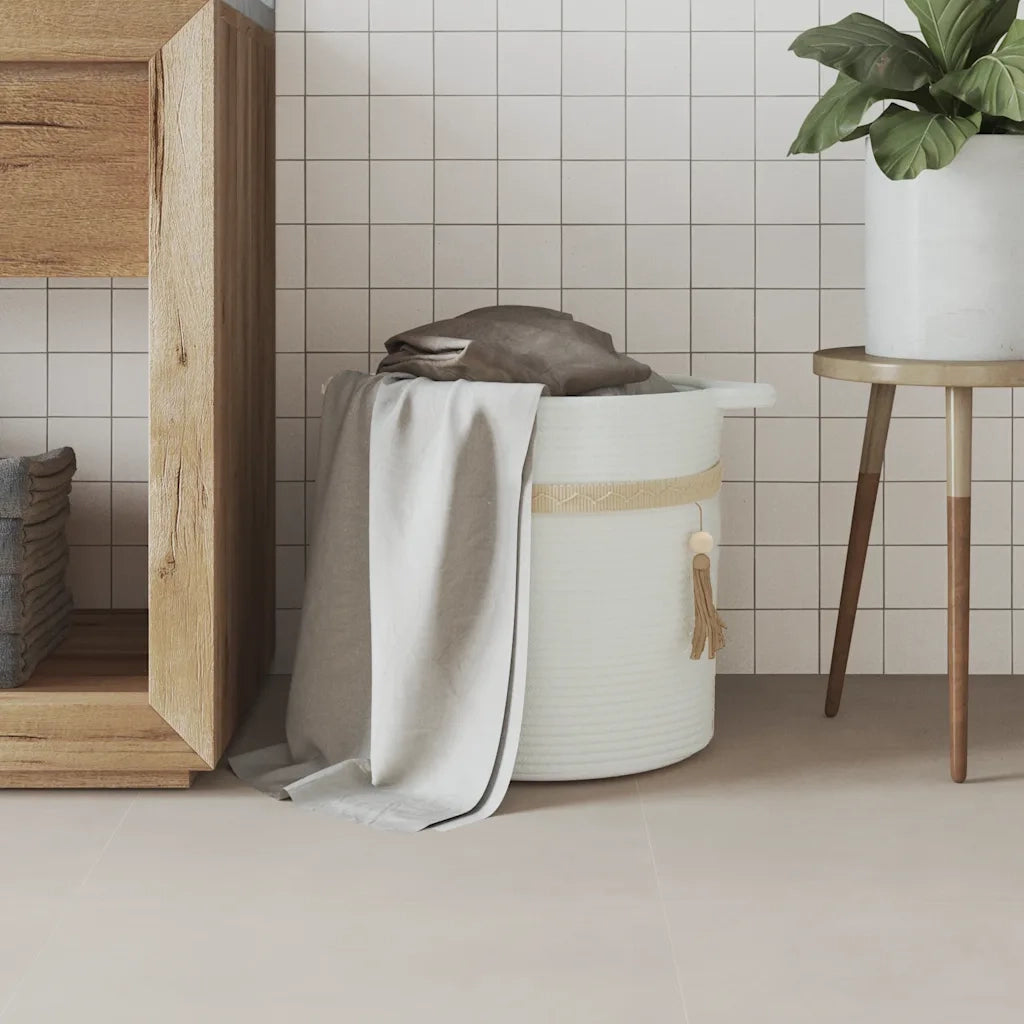 Cestino Portaoggetti Bianco ?38x36 cm in Cotone CFW9959915