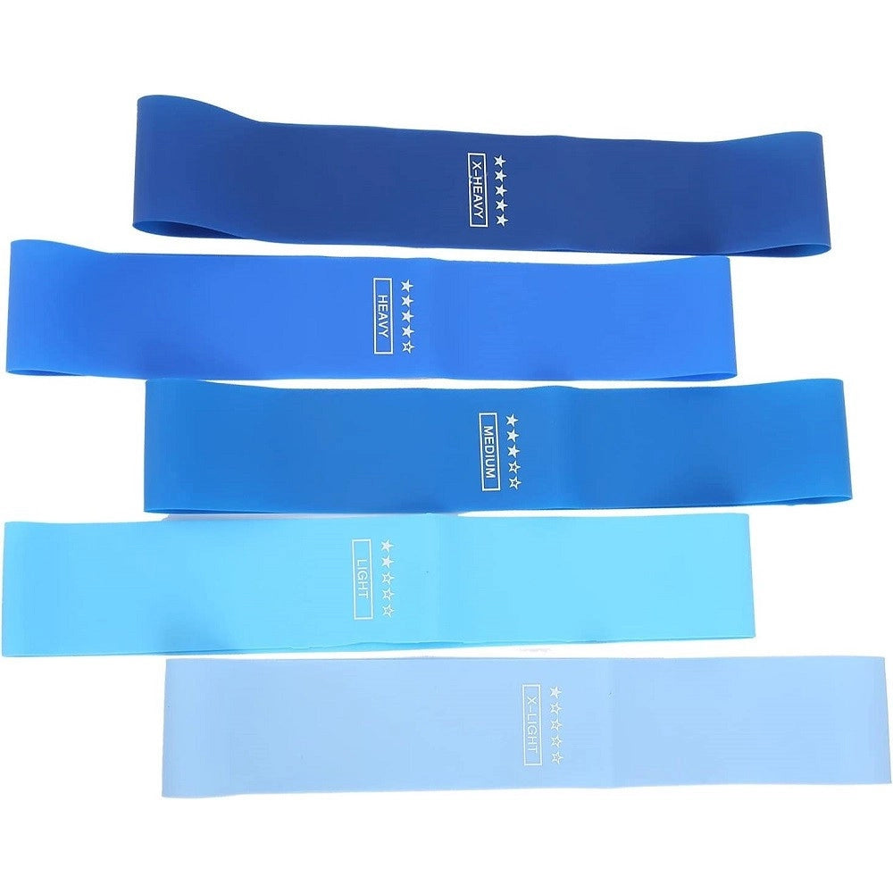 Trade Shop - Set 5pz Fasce Elastiche Resistenza Fitness In Lattice Vari Esercizi Yoga Palestra -