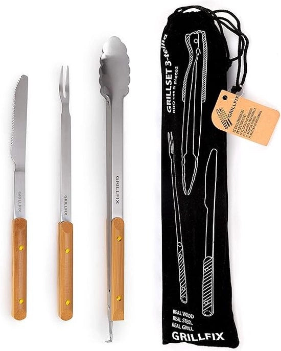 Accessori barbecue, acciaio inossidabile, forchette barbecue di alta qualità, con borsa portatile, insieme di attrezzi barbecue perfetto per uomini, con termometro per carni, regalo.