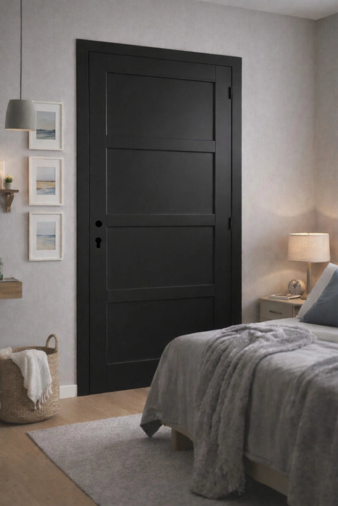 Tabella dimensioni blocco porta Telia nero 4 pannelli H204 x L83 spinta sinistra