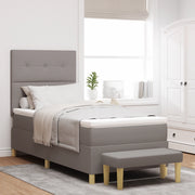 Letto Box Spring con Materasso e Panchina Tortora 100x200 cm Tessuto