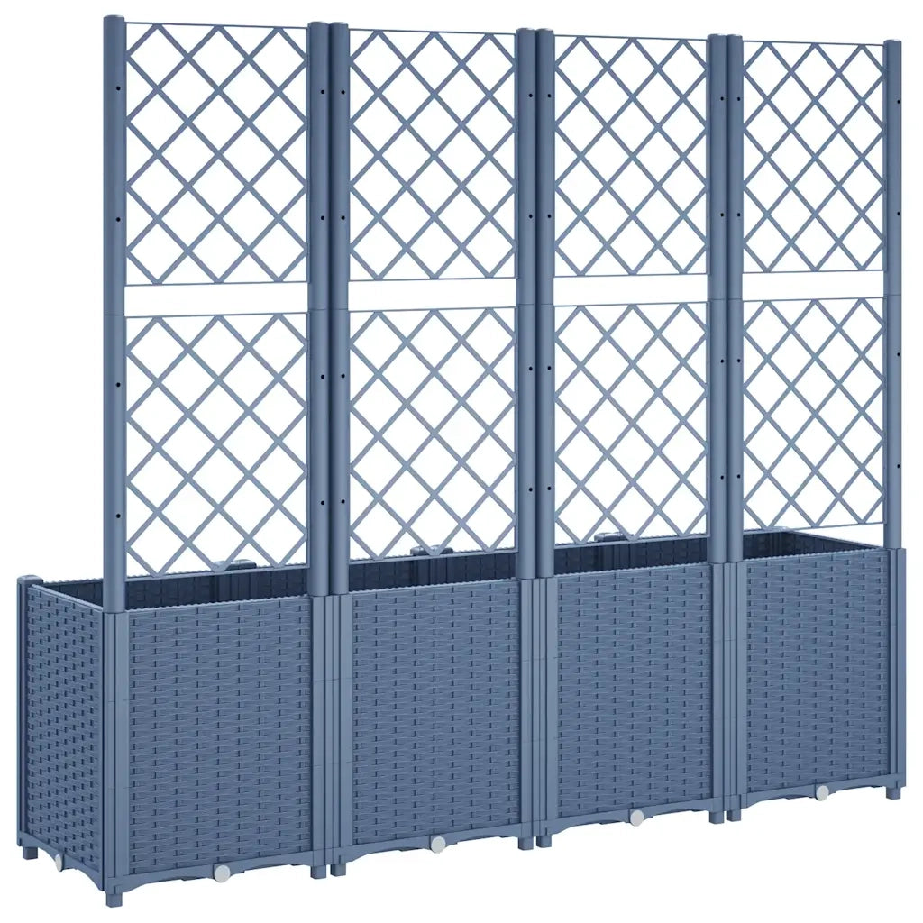 Fioriera Giardino con Traliccio Grigio Blu 160x40x140 cm PP 367871