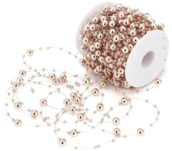 Parechi di Perle in Plastica - 30 Metri - Rosa - Decorazioni per Collane - Adatto per Matrimoni e Addobbi di Natale