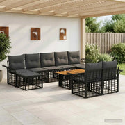 Set Divano da Giardino 10 pz Nero e Grigio scuro polyrattan 3438017
