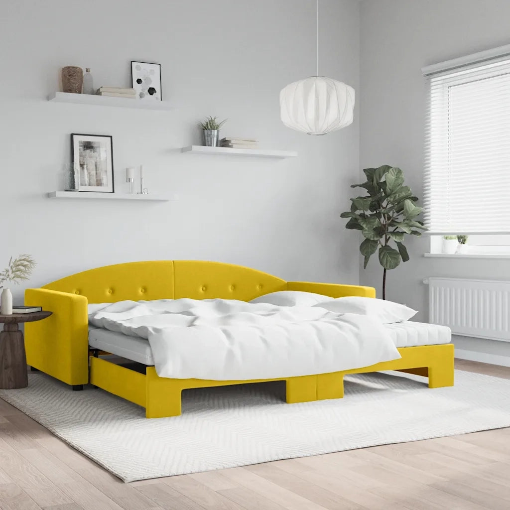 Divano Letto Estraibile con Materassi Giallo 100x200 cm Velluto 3197337
