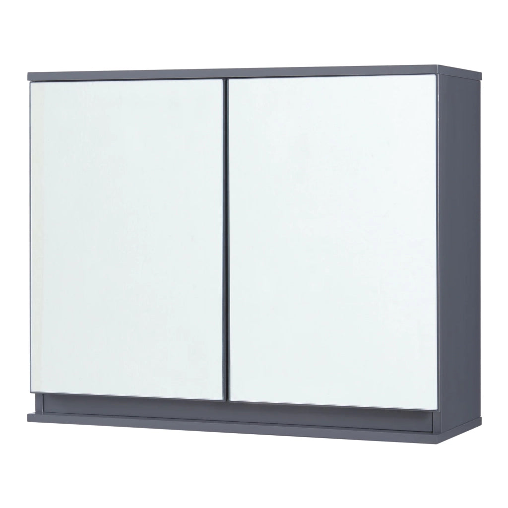 Mobiletto/scaffale da parete per bagno 60 x 20 x 50 cm con specchio grigio 03_0008900