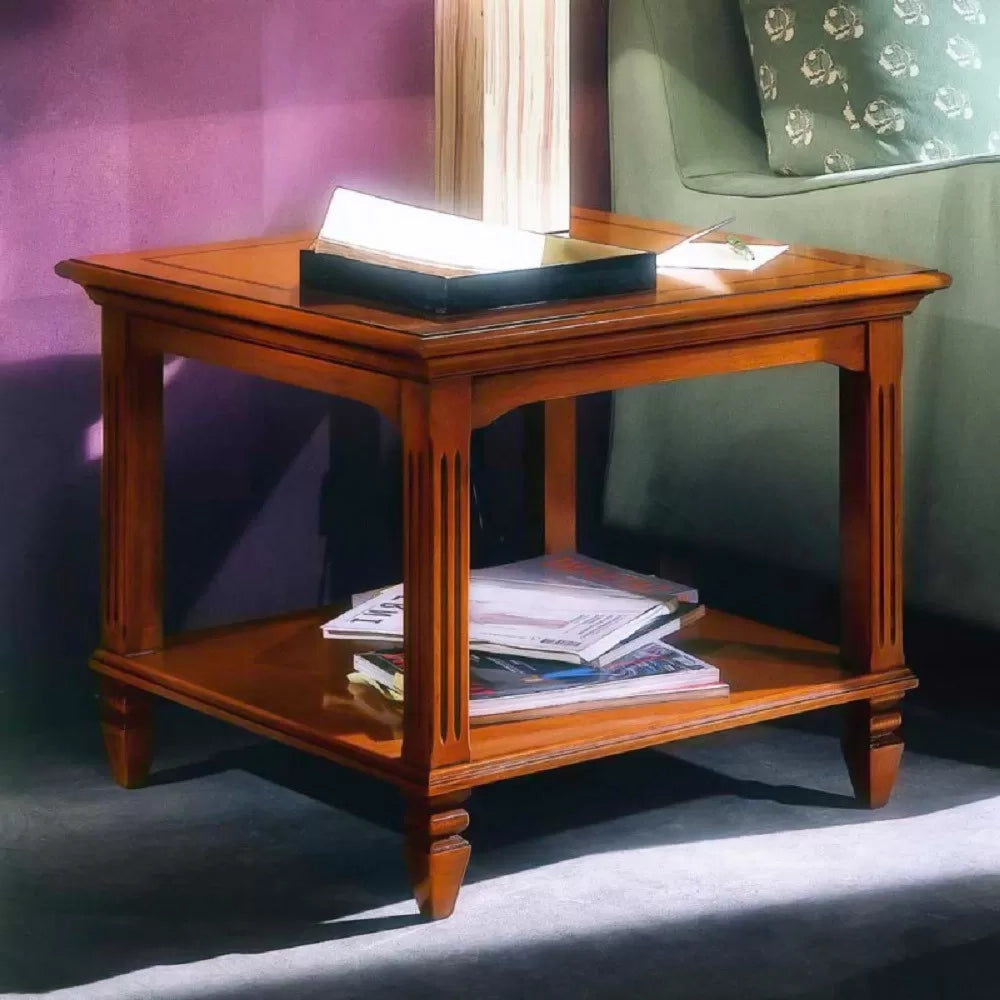 Tavolino quadrato classico in legno finitura bassano l.65 p.65 h.55 - Mobili 2G