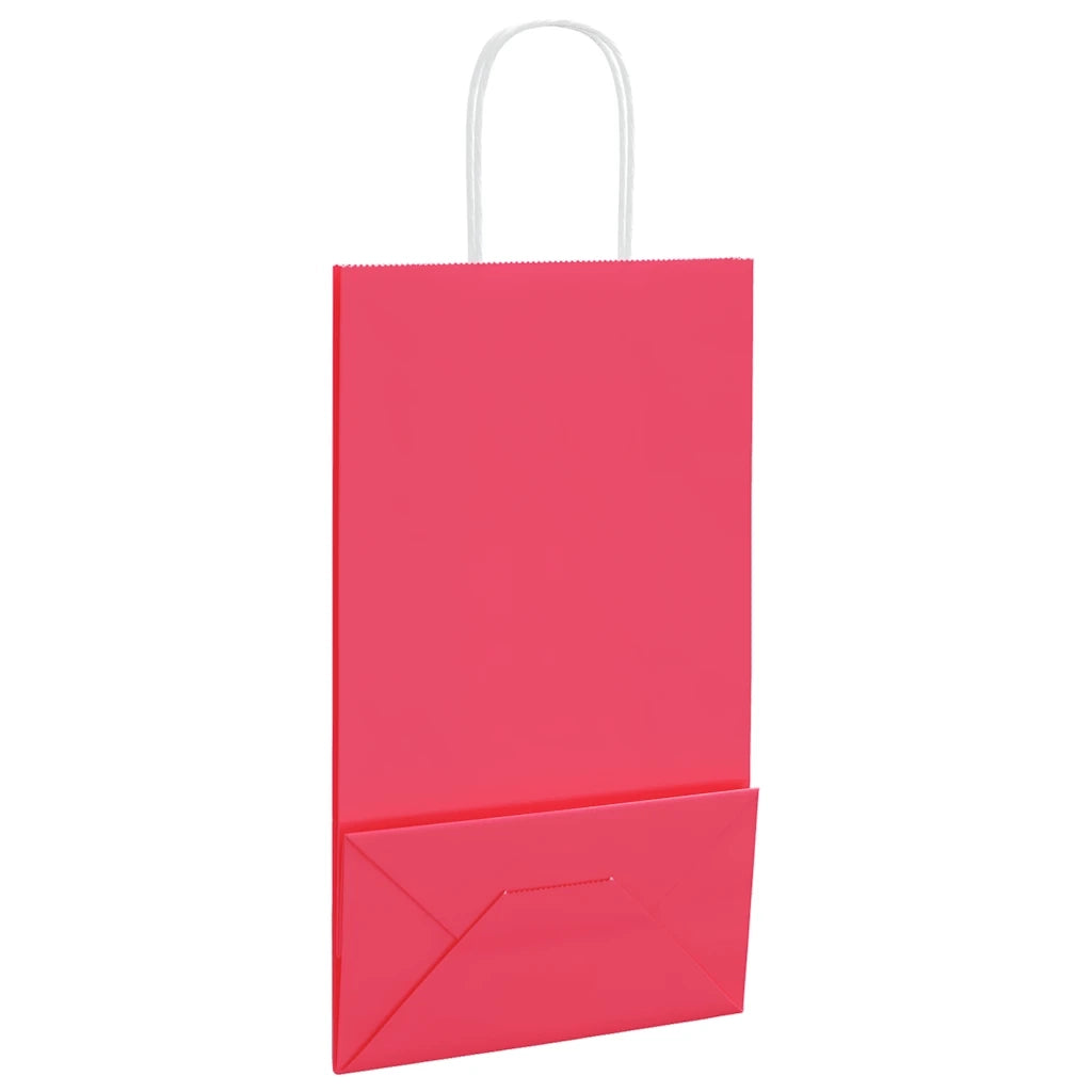 vidaXL Sacchetti di Carta 50 pz con Manici Rosa 21x11x36 cm
