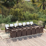 Set da Pranzo Giardino 15 pz con Cuscini in Polyrattan Marrone 3095647