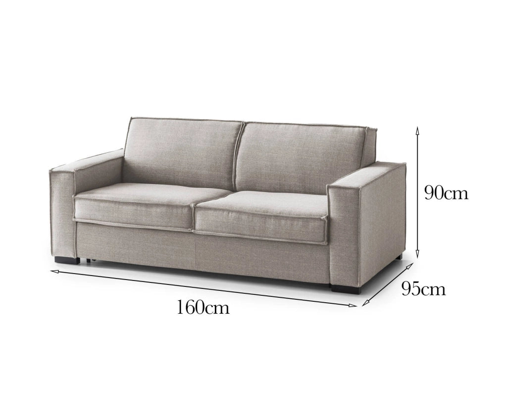 Divano fisso Aglientu, Divano a 2 posti, Made in Italy, SofÒ  Soggiorno in tessuto, con Braccioli slim, cm 160x95h90, Tortora