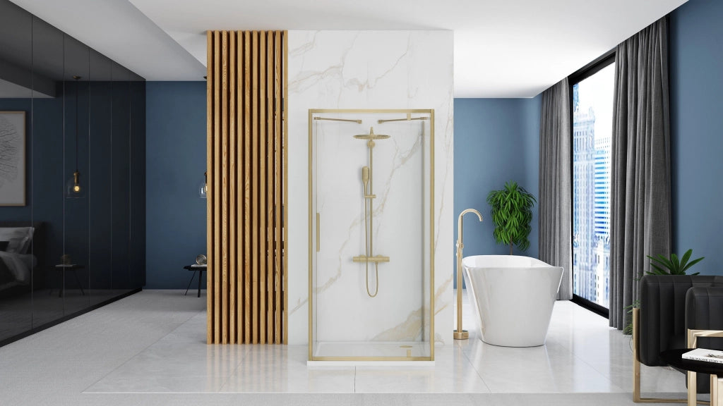 Cabina Doccia Ad Angolo Rapid Swing Brush Gold 90x100