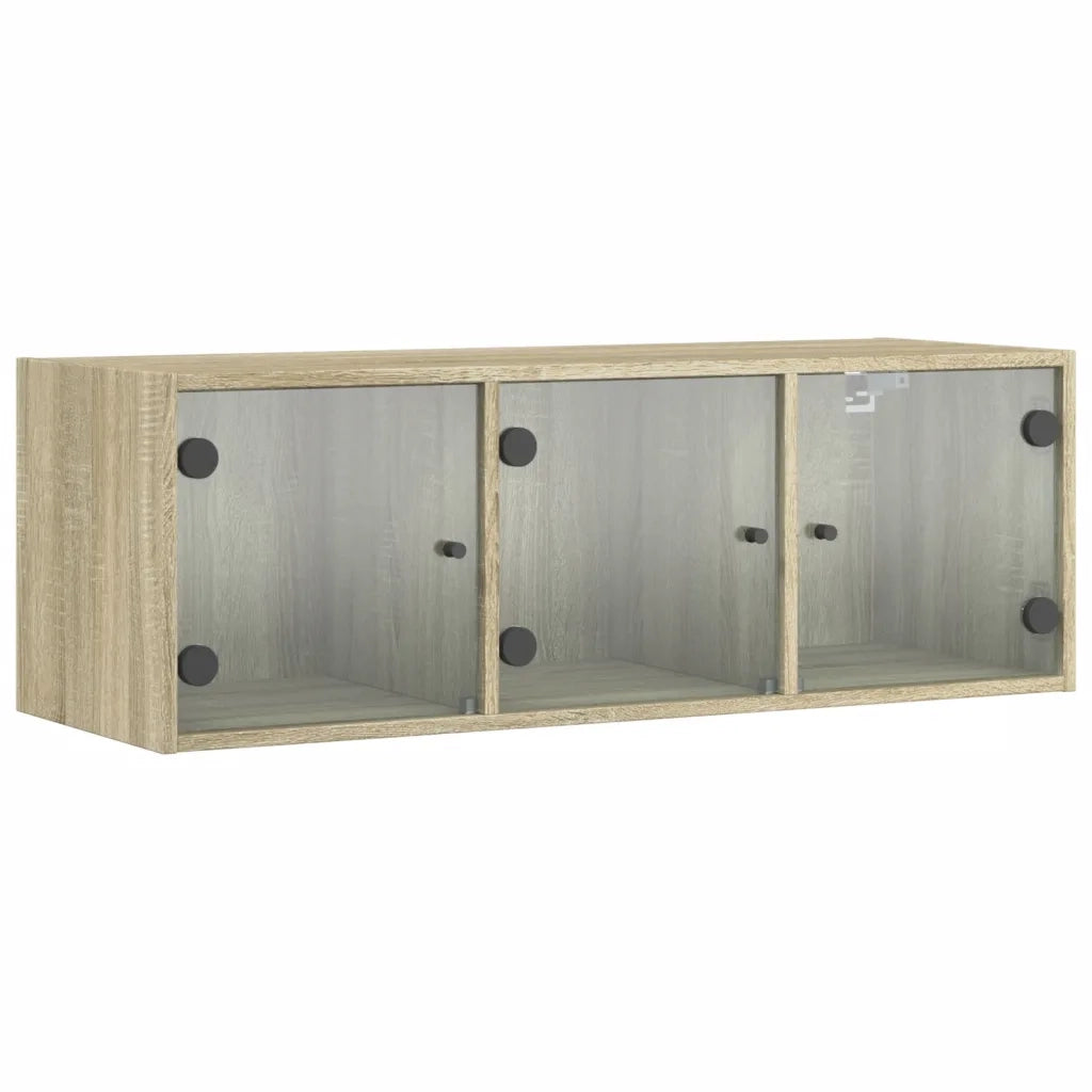 Mobile a Muro con Ante in Vetro Rovere Sonoma 102x37x35 cm 836513