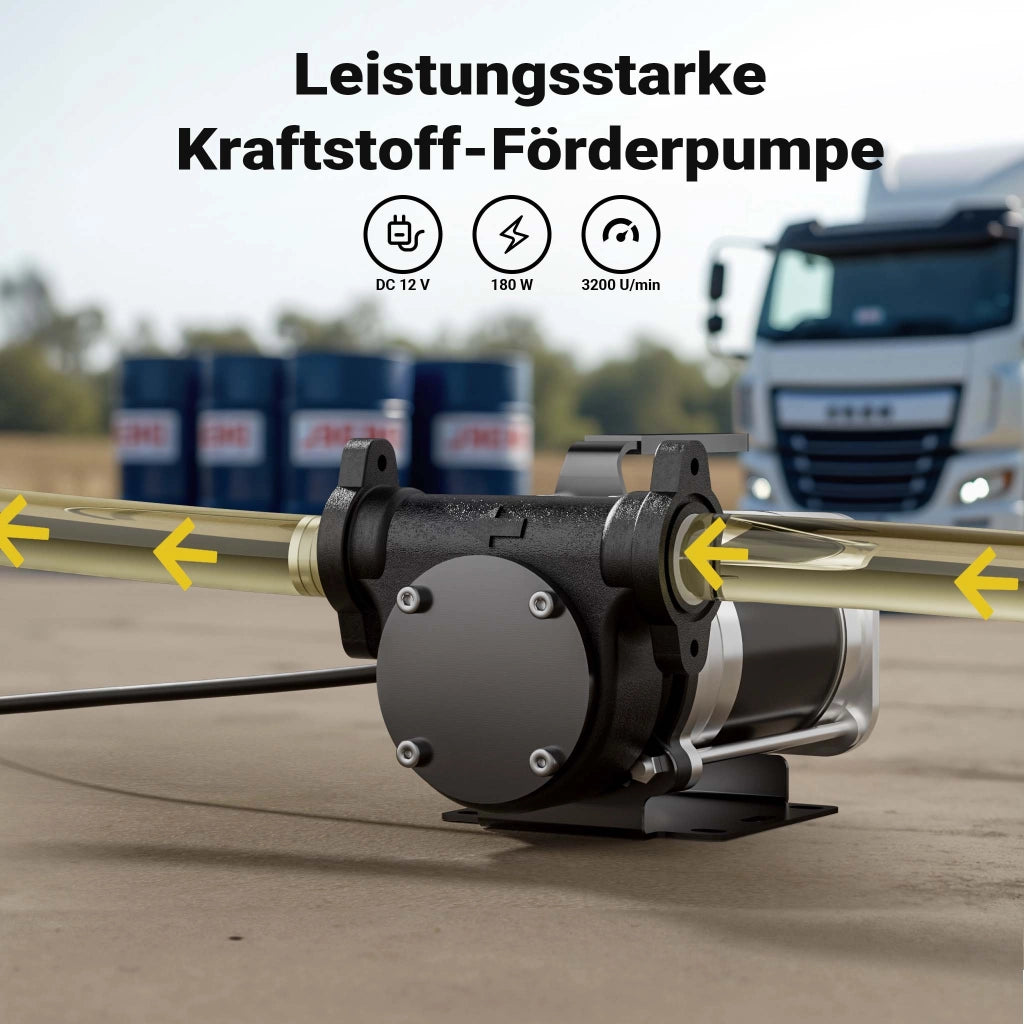 Pompa travaso carburante 12 V 180 W, Pompa travaso gasolio/benzina, 57 l/min, 3200 giri/min