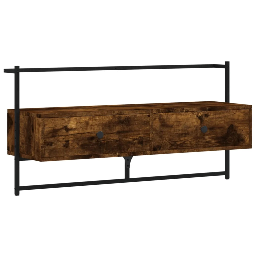 Mobile TV a Muro Rovere Fumo 100,5x30x51 cm Legno Multistrato 833460
