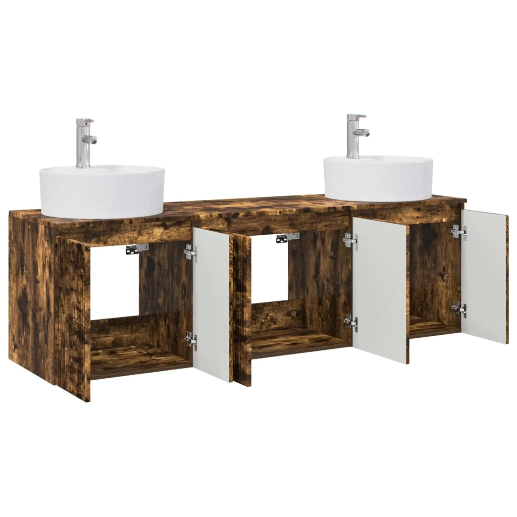 Set di Armadi da Bagno 3 pz Rovere Fumo 49,5 x 44,5 x 65 cm 3405672