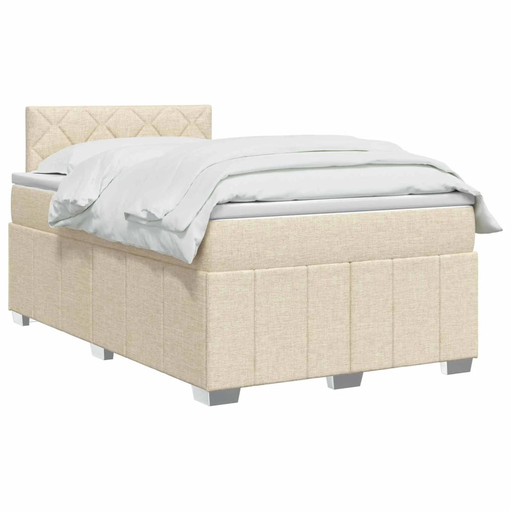 Letto box spring con materasso Crema 120 x 190 cm Tessuto 3452640