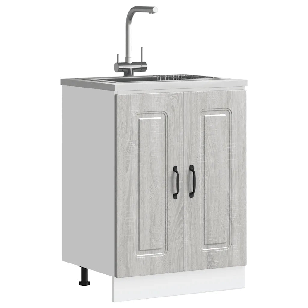 Mobile base lavello-Armadietto da bagno Kalmar Grigio Sonoma 60x46x81,5 cm