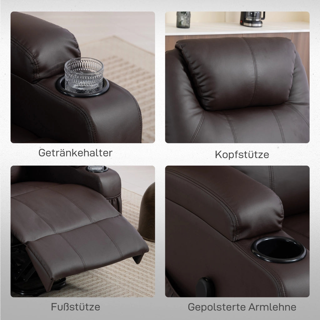 Poltrona reclinabile massaggiante con alzapersona ¨C zephmum ¨C Marrone