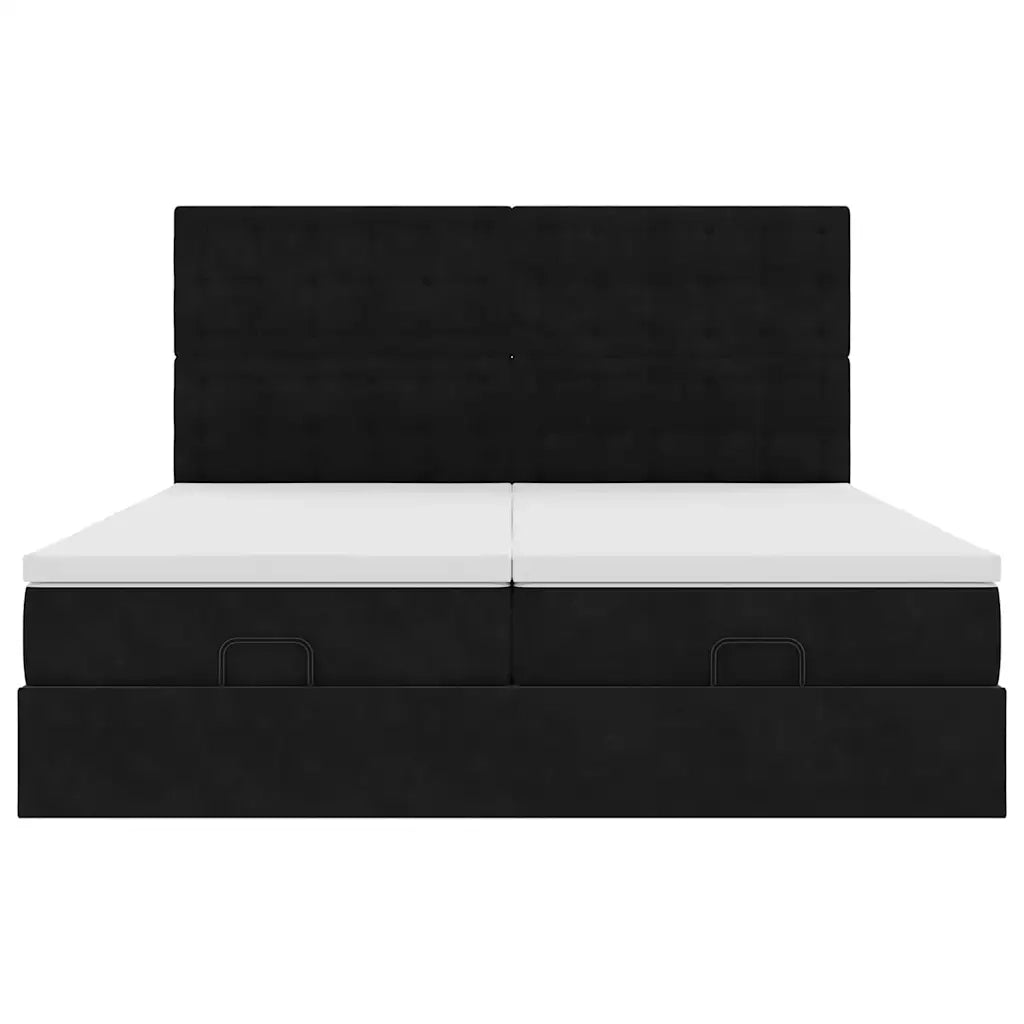 Struttura Letto Pouf con Materassi Nero 200x200 cm Velluto