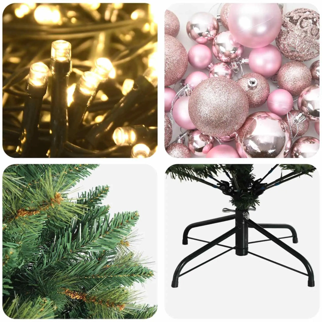 Albero di Natale Artificiale con Palline 120 cm 150 LED 3465769