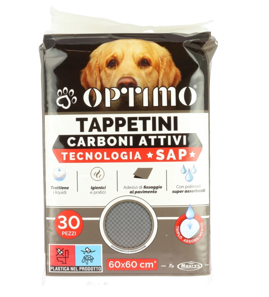 OPTIMO PET TAPPETINO 60X60 CM IN CONFEZIONE DA 30PZ CON CARBONI ATTIVI