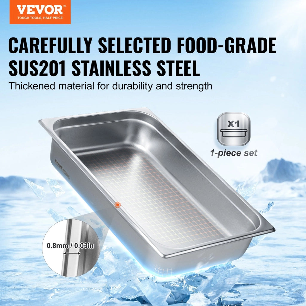 Bacinella Gastronorm in Acciaio Inox UCT8114-1, Contenitore per Alimenti 530x326x107mm 13,9L Robusto e Pratico per Cucina e Catering