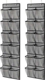 Organizzatore di Scarpe per Porta - 12 Compartimenti - Modello - Collo di Scarpa - Riutilizzabile - Multifunzionale - Spazio Risparmiato - Grigio