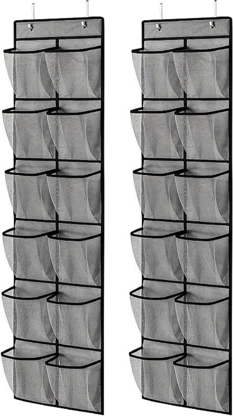 Organizzatore di Scarpe per Porta - 12 Compartimenti - Modello - Collo di Scarpa - Riutilizzabile - Multifunzionale - Spazio Risparmiato - Grigio