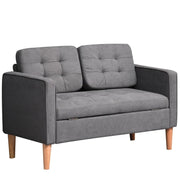 Divano a 2 posti, divano in tessuto, divano matrimoniale con cuscini sfoderabili, realizzato in legno di caucci¨´ e cotone, colore grigio, 117x62x78