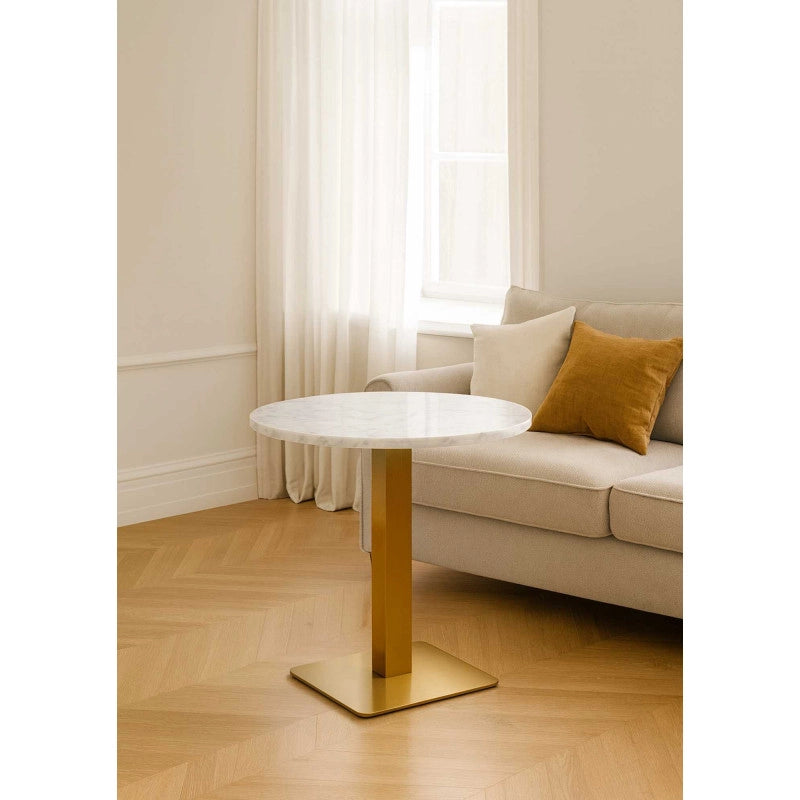 Base tavolo acciaio Jamie oro opaco quadro cm 40x40h72
