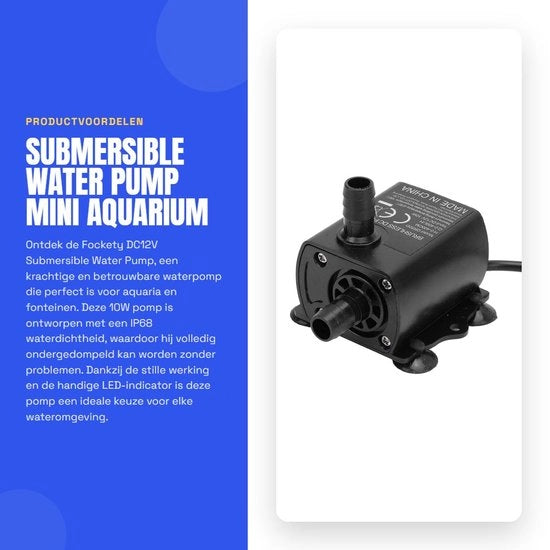 Pompa subacquea 10W - Pompa subacquea - Pompa per acquario - Impermeabile IP68 - Silenziosa - Potenza regolabile - Pompa submersa