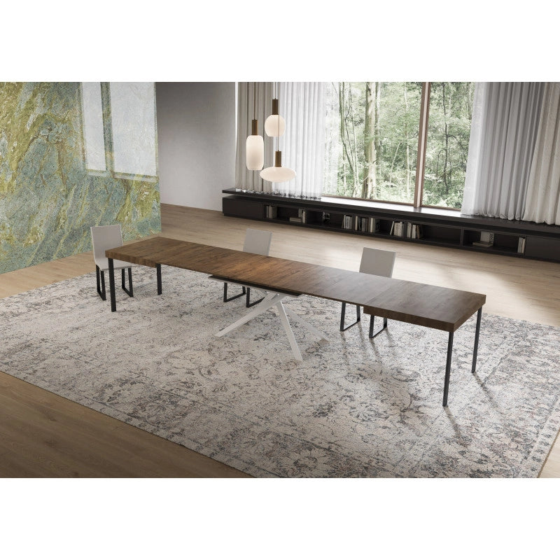 Tavolo allungabile 160/420x90 cm Niket telaio Bianche - Noce