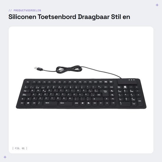 Tastiera in Silicone - Portatile - Silenziosa e Compatta - Impermeabile - Collegamento USB - 105 Tasti - Adatta per Casa e Ufficio
