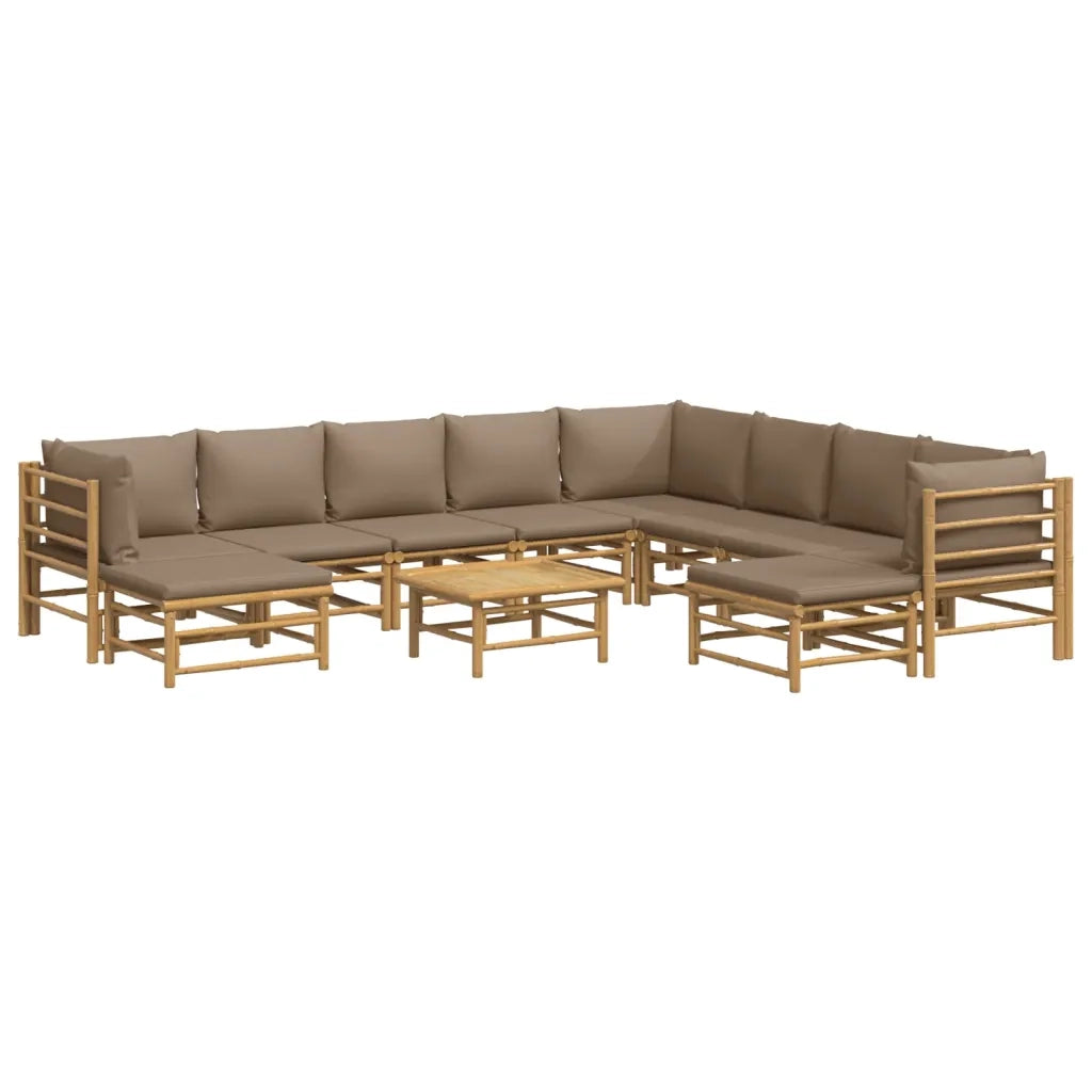 Set Salotto da Giardino 11pz con Cuscini Tortora BambÃ¹cod mxl 100299