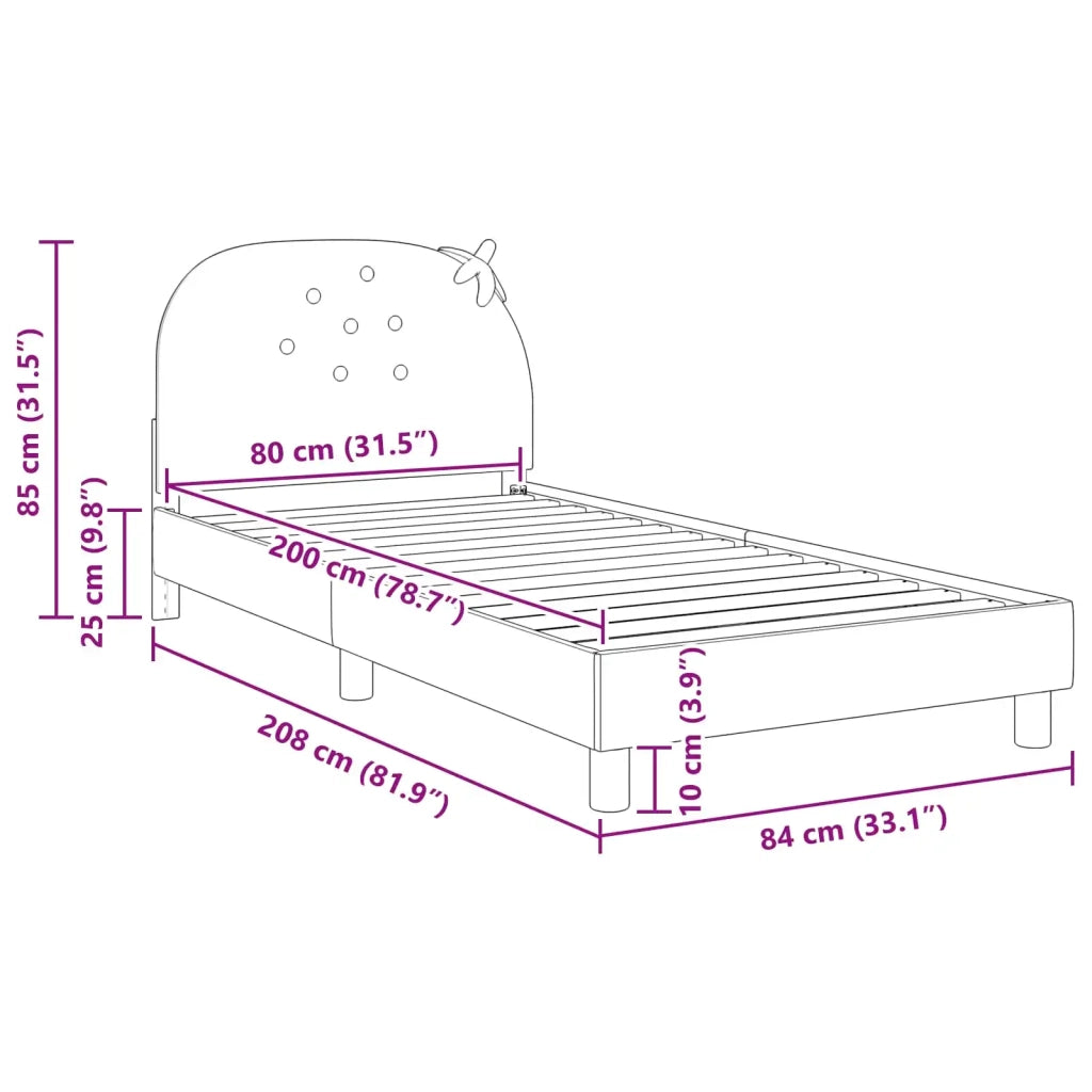 Struttura letto bambini con testata-Giroletto per bambini Rosa 80 x 200 cm Velluto 928312