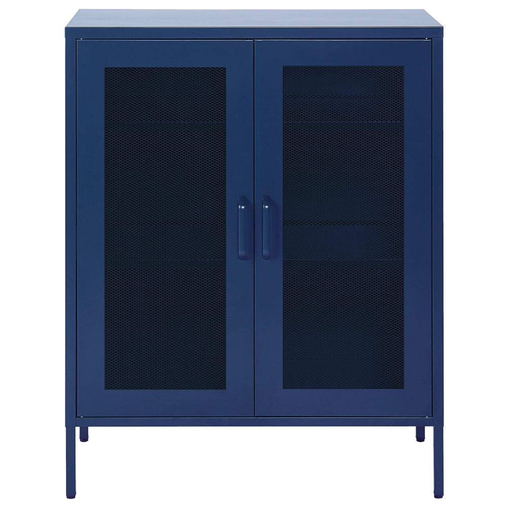 Armadio da Ufficio in Metallo Blu Navy 2 Ante con chiusura con Chiavi Design Industriale Home Office