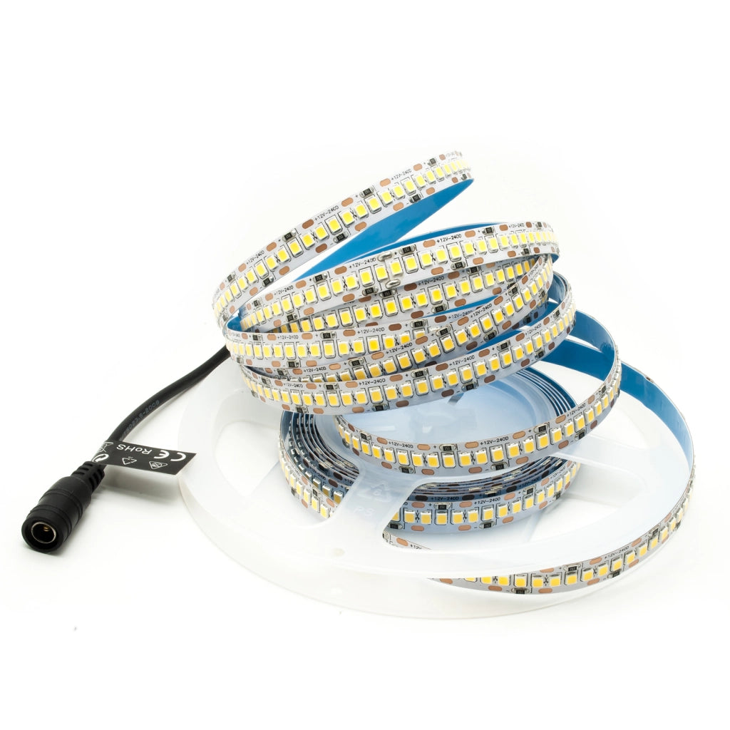 Strip 1200 LED SMD2835 striscia 5Mt alta luminosita dimmerabile DIMMER 90w 12v 240 led/mt 4000K