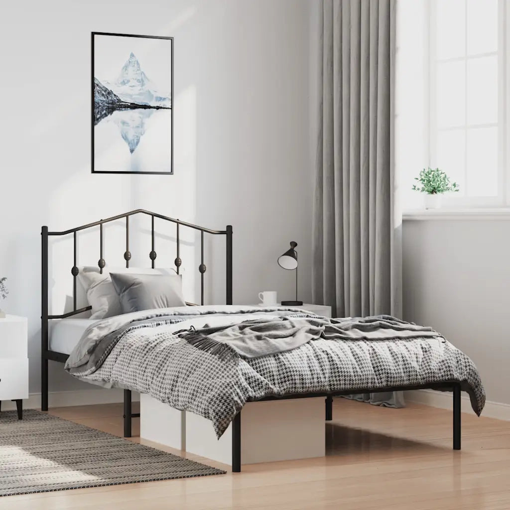 Giroletto con Testiera in Metallo Nero 100x190 cm 373783