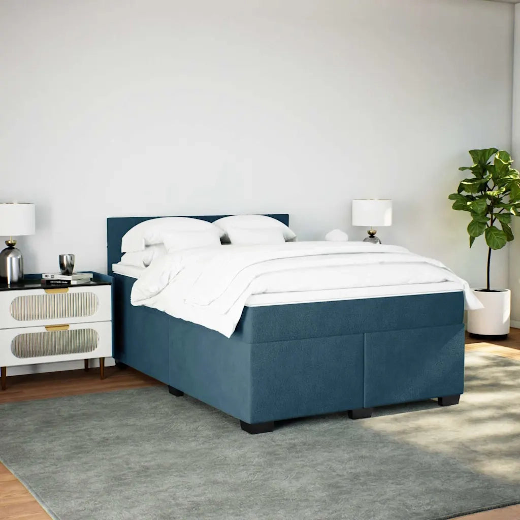 Giroletto a Molle con Materasso Blu 160x200 cm in Velluto