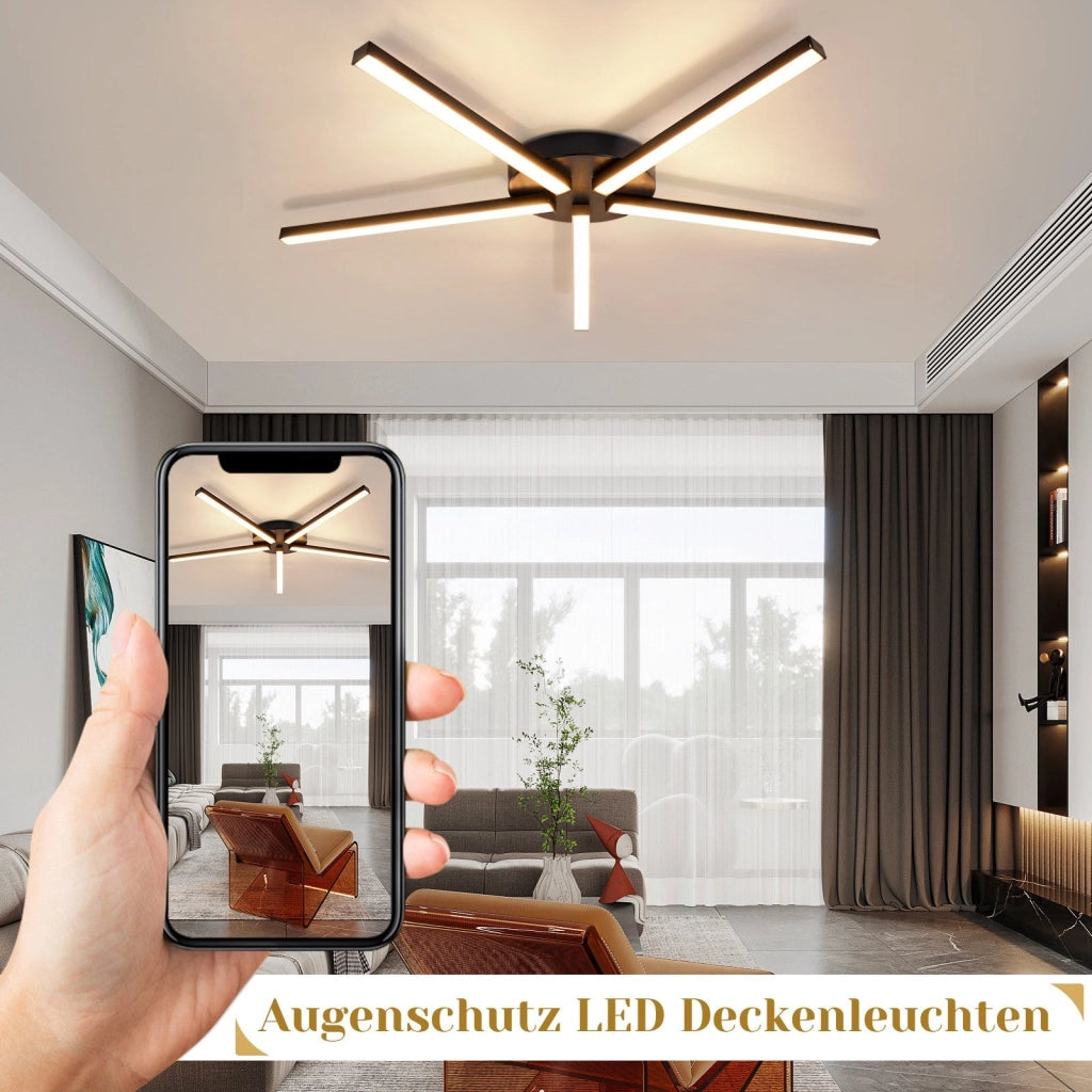 ZMH Lampada da soffitto LED nera 24W design moderno 3000K senza sovrapposizione per soggiorno e ufficio