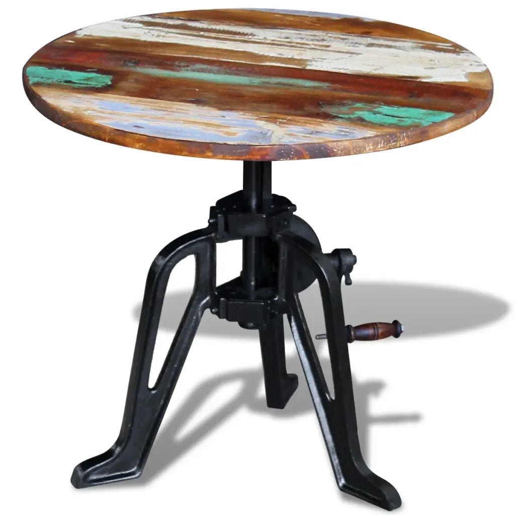 Tavolino in Legno Massello Anticato e Ghisa 60x(42-63) cm cod mxl 19645