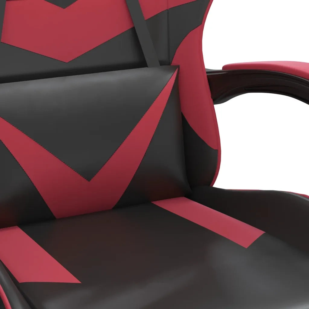 Sedia da Gaming con Poggiapiedi Nero e Rosso Vino in Similpelle cod mxl 68100