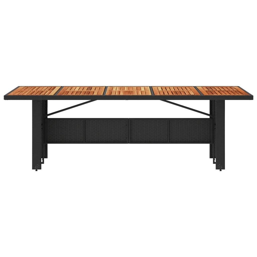 Tavolo Giardino Piano Legno Acacia Nero 240x90x75 cm Polyrattan