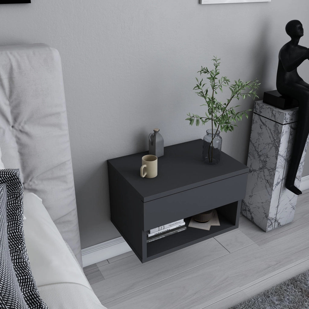 Comodino in legno "Jamot" - 45 x 29 x 32 cm - Grigio antracite