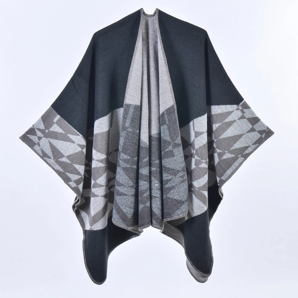 Nuova sciarpa da donna in cashmere, spessa, calda, a mantella divisa, scialle