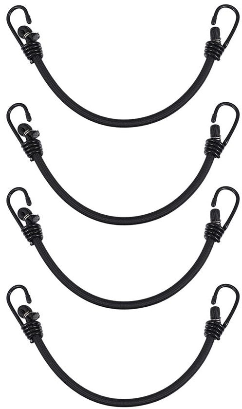 Cinture di elastomero 4 pezzi - Fissaggio elastico - Materiale poliestere duraturo - Leggero - Adatto per outdoor - Con ganci - Cavo di bungee