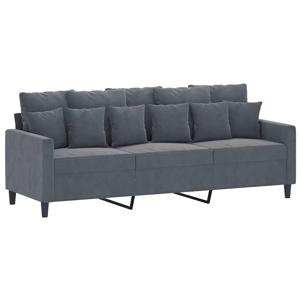 Divano a 3 Posti Grigio Scuro 180 cm in Velluto