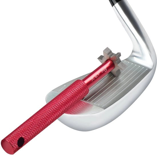 Pulitore per Bachi da Golf con 6 Lame - Adatto per Ferri - Migliorata Backspin - Incluso Alloggiamento per la Lame - Lunghezza 11 cm - Strumento Professionale - Affilatrice per Bachi da Golf