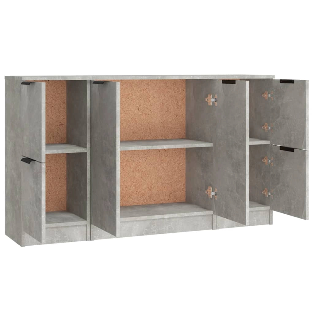 Buffet credenza cassettiera armadio mobile contenitore organizer per cucina soggiorno salotto 3 pezzi legno ingegnerizzato grigio 02_0037137